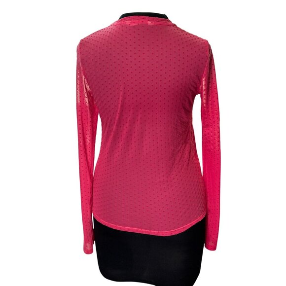 MNG Pink Long-Sleeve Textured Mesh Top Size M - Picture 3 of 13